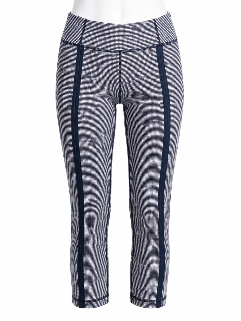 Size 10 Lululemon Women’s Navy White Textured Studio Crop Athletic Yoga Pants